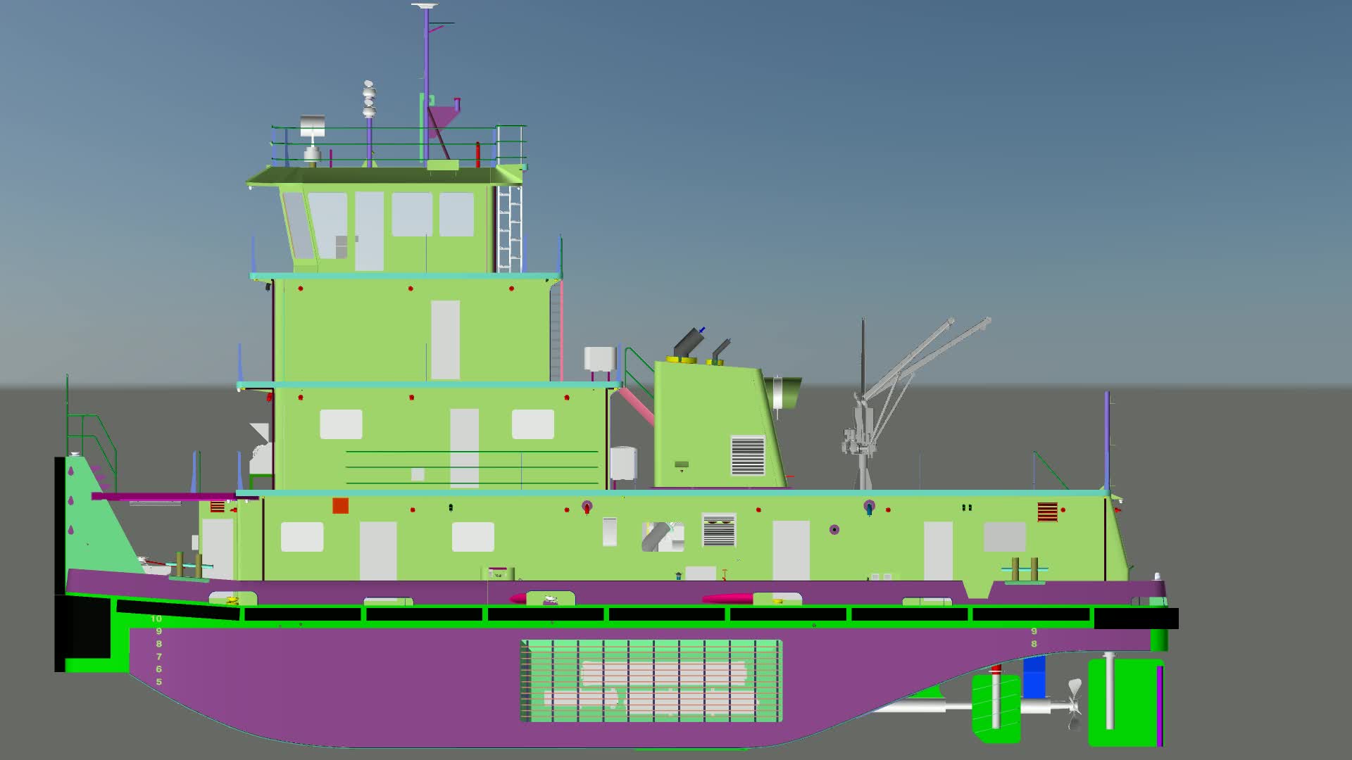 3D vessel design rendering by C&C Marine engineering team