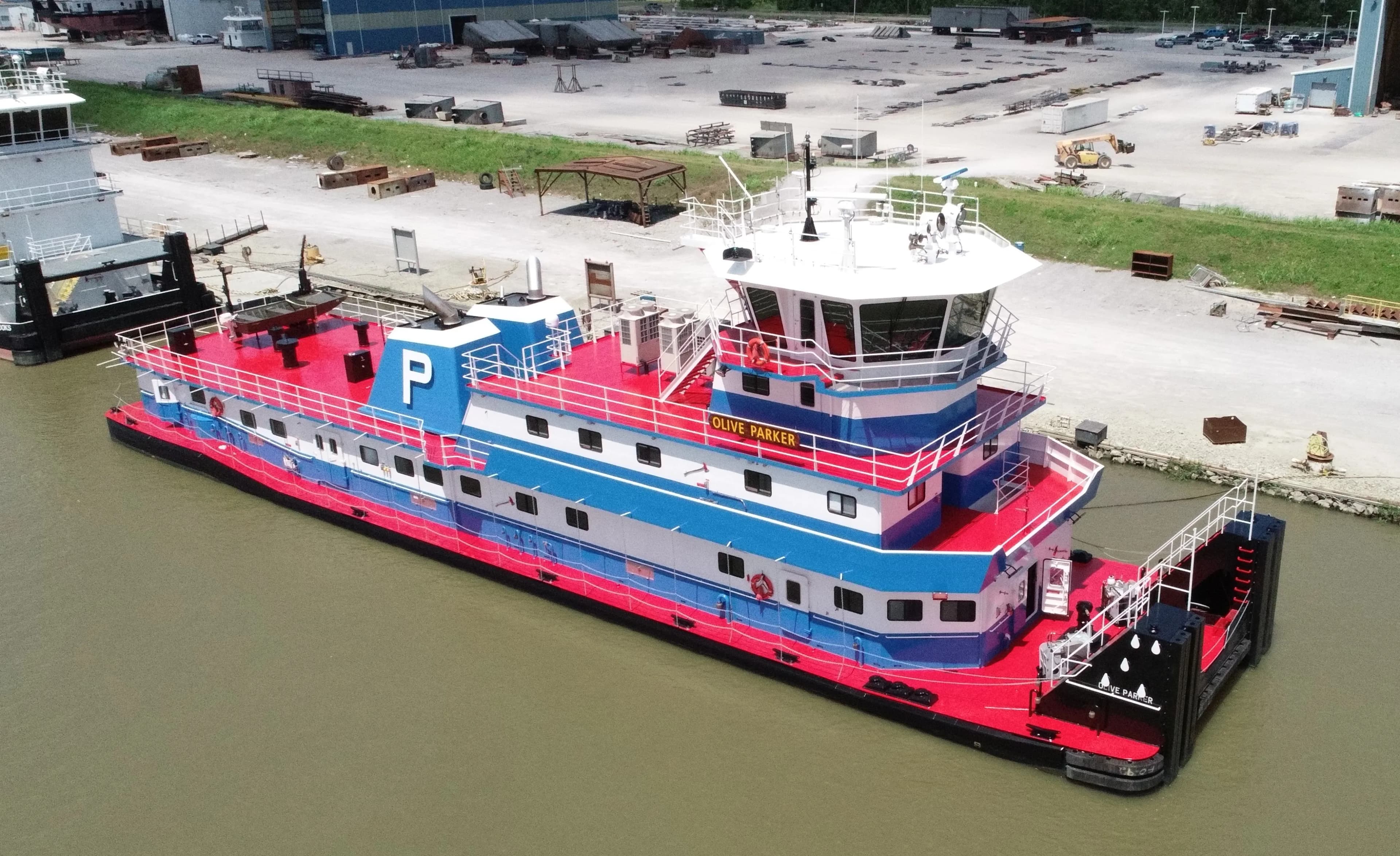 Towboat aerial view at C&C Marine shipyard