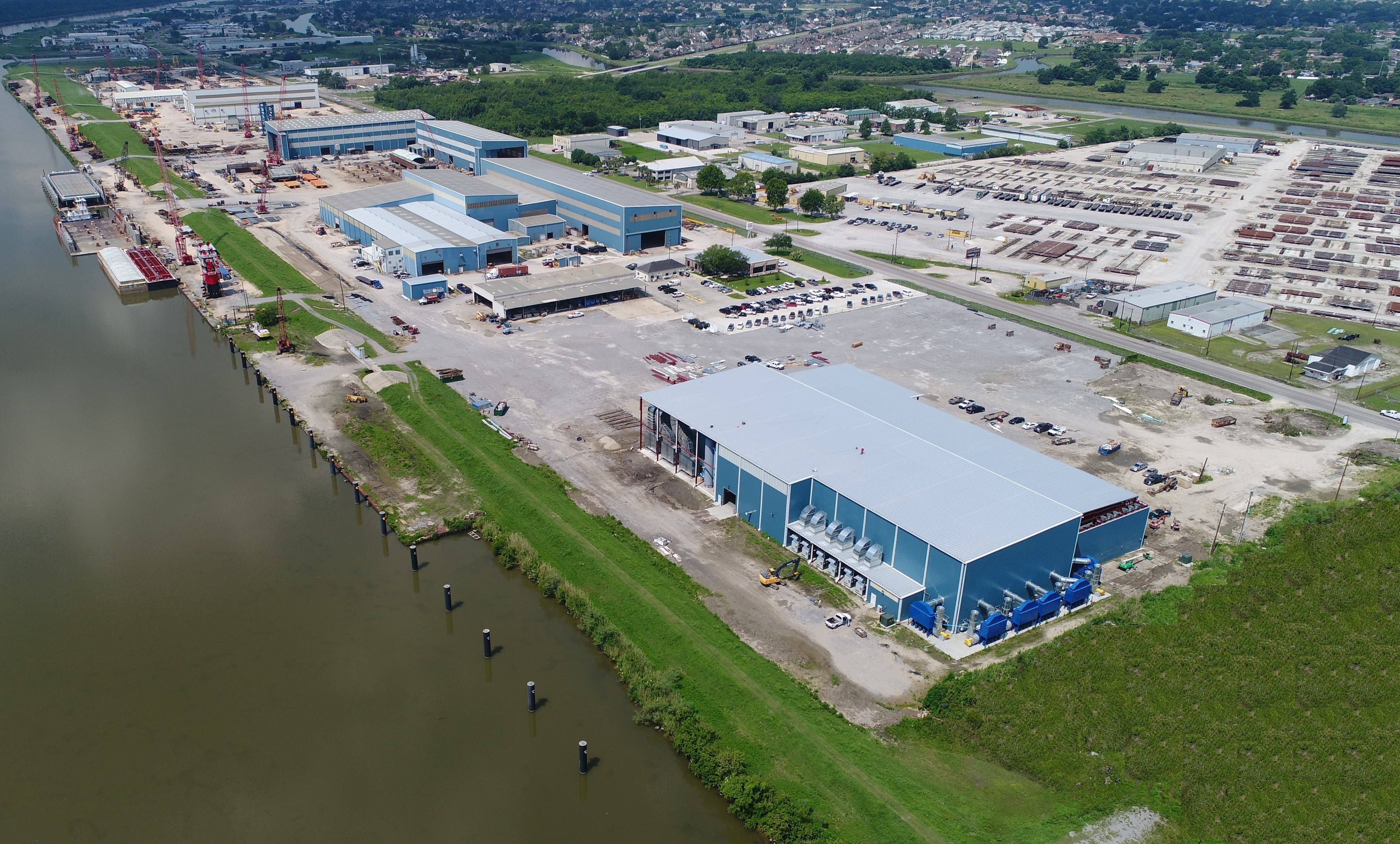 Aerial view of C&C Marine facility along the Gulf Intracoastal Waterway